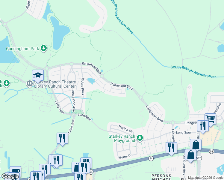 map of restaurants, bars, coffee shops, grocery stores, and more near 13353 Batten Lane in Odessa
