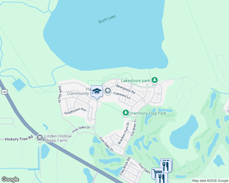 map of restaurants, bars, coffee shops, grocery stores, and more near 6923 Cupseed Lane in Osceola County