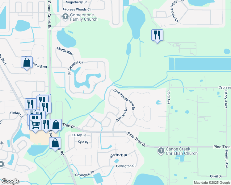map of restaurants, bars, coffee shops, grocery stores, and more near 3253 Countryside View Drive in St. Cloud