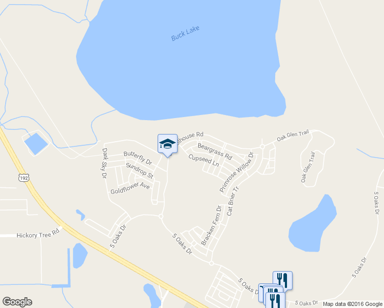 map of restaurants, bars, coffee shops, grocery stores, and more near 6923 Cupseed Lane in Osceola County