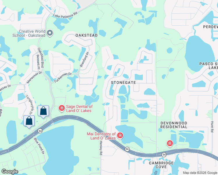map of restaurants, bars, coffee shops, grocery stores, and more near 3027 Stonegate Falls Drive in Land O' Lakes