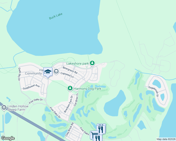 map of restaurants, bars, coffee shops, grocery stores, and more near 3302 Cat Brier Trail in Osceola County