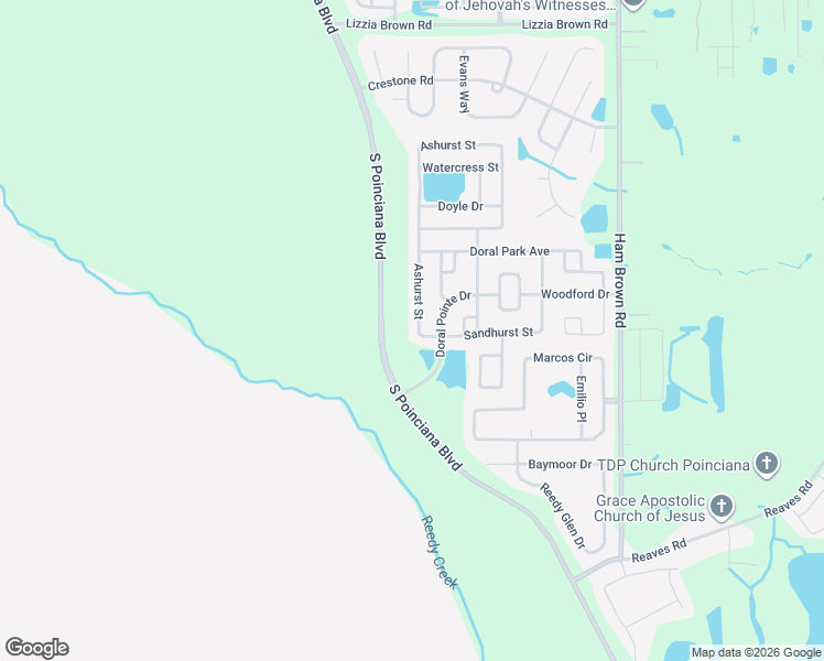 map of restaurants, bars, coffee shops, grocery stores, and more near 4702 Ashurst Street in Kissimmee
