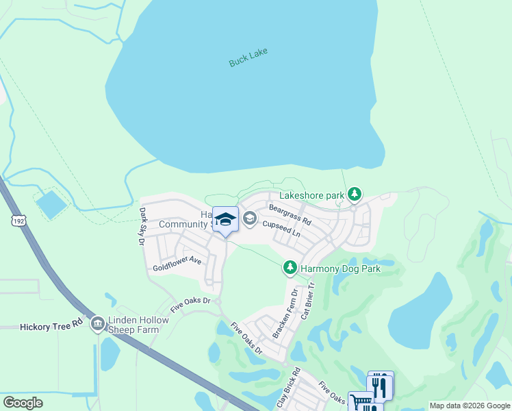 map of restaurants, bars, coffee shops, grocery stores, and more near 3349 Schoolhouse Road in Osceola County