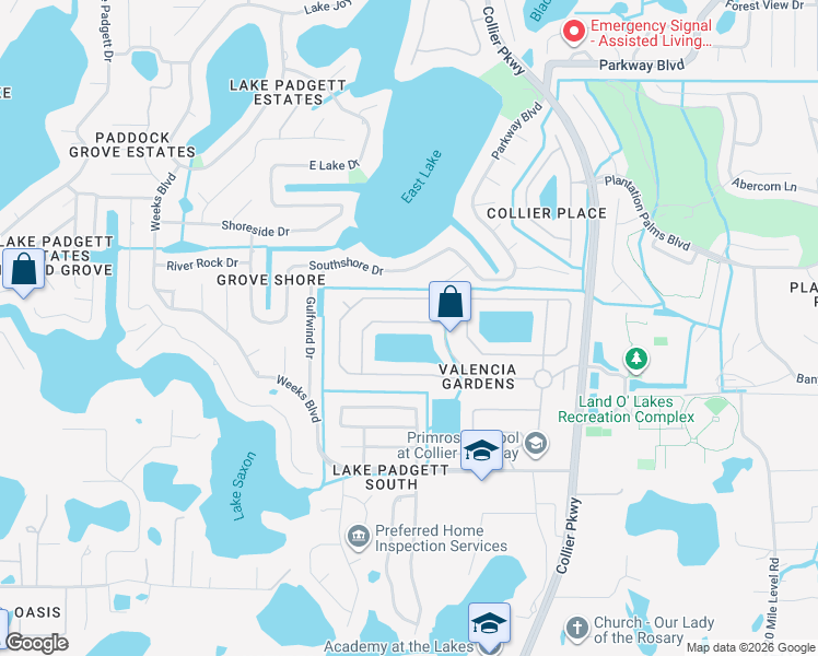 map of restaurants, bars, coffee shops, grocery stores, and more near 22737 Cliffside Way in Land O' Lakes