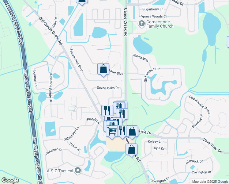 map of restaurants, bars, coffee shops, grocery stores, and more near 6105 Timber Crest Drive in Saint Cloud