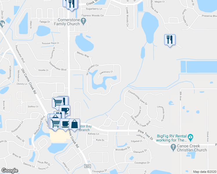 map of restaurants, bars, coffee shops, grocery stores, and more near 1918 Sir Lancelot Circle in Saint Cloud