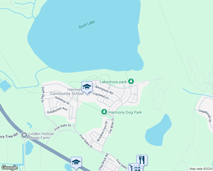 map of restaurants, bars, coffee shops, grocery stores, and more near 3327 Schoolhouse Road in Osceola County