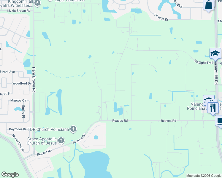 map of restaurants, bars, coffee shops, grocery stores, and more near 3150 Canter Lane in Kissimmee