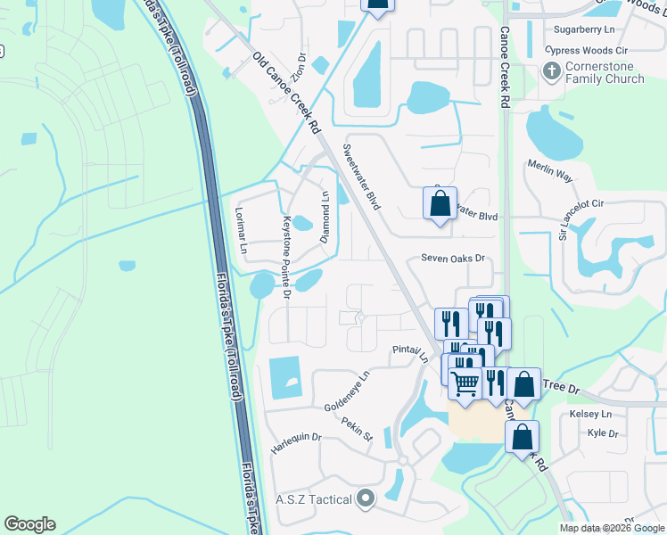 map of restaurants, bars, coffee shops, grocery stores, and more near 5904 Diamond Court in St. Cloud