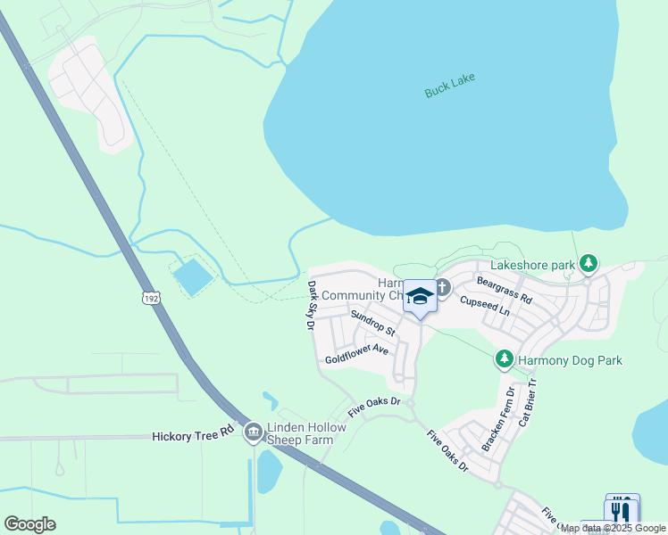 map of restaurants, bars, coffee shops, grocery stores, and more near 3162 Dark Sky Drive in Osceola County