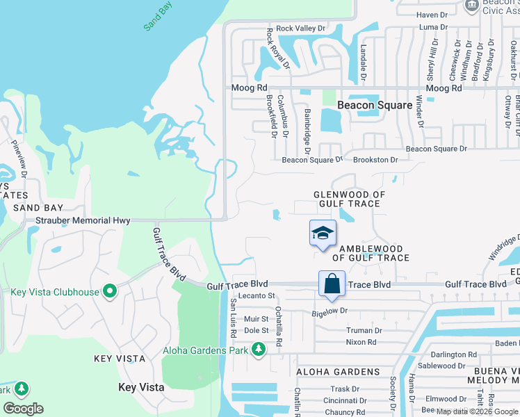 map of restaurants, bars, coffee shops, grocery stores, and more near 3136 Marisa Place in Holiday