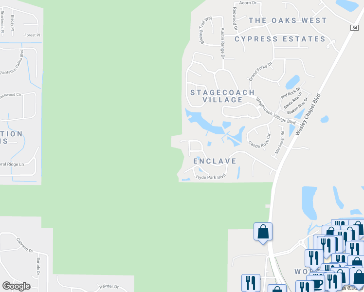 map of restaurants, bars, coffee shops, grocery stores, and more near 24726 Ravello Street in Land O' Lakes