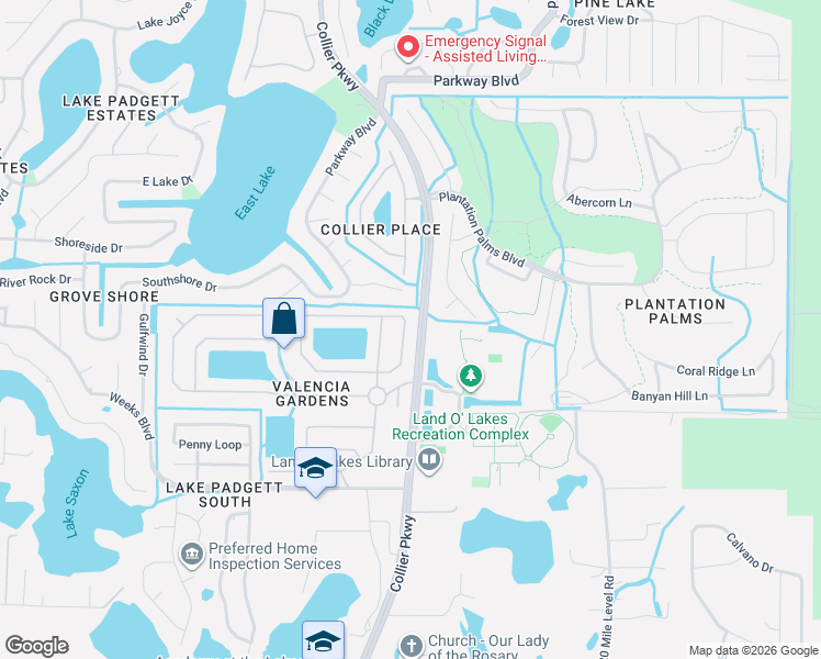 map of restaurants, bars, coffee shops, grocery stores, and more near 23109 Eagles Watch Drive in Land O' Lakes