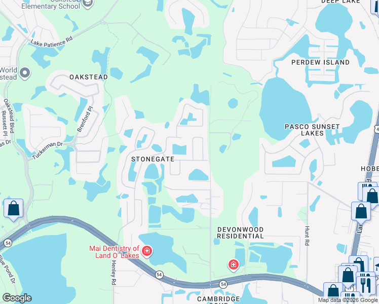 map of restaurants, bars, coffee shops, grocery stores, and more near 3123 Grantte Ridge Lr in Land O' Lakes