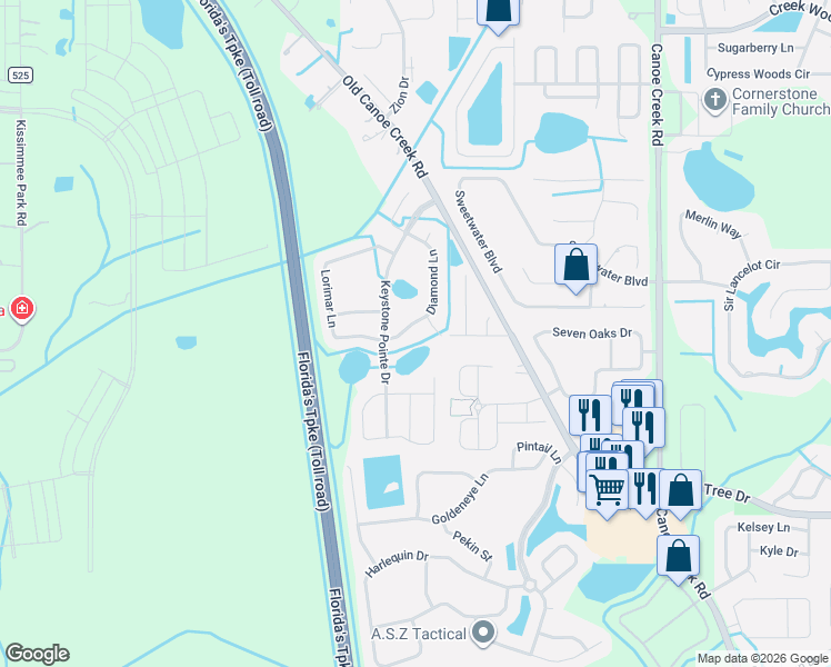 map of restaurants, bars, coffee shops, grocery stores, and more near 3003 Diamond Lane in St. Cloud