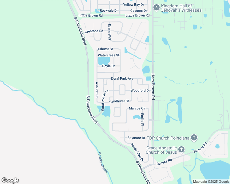 map of restaurants, bars, coffee shops, grocery stores, and more near 3117 Harris Park Way in Kissimmee