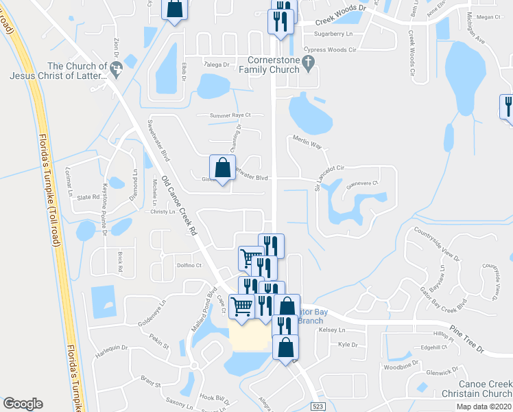 map of restaurants, bars, coffee shops, grocery stores, and more near 2228 7 Oaks Dr in St Cloud