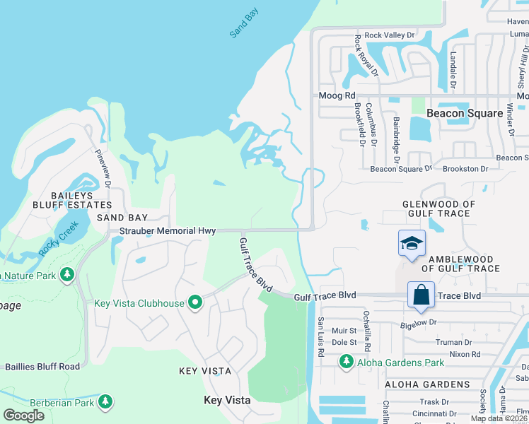 map of restaurants, bars, coffee shops, grocery stores, and more near 3040 Sheppards Crook Court in Holiday
