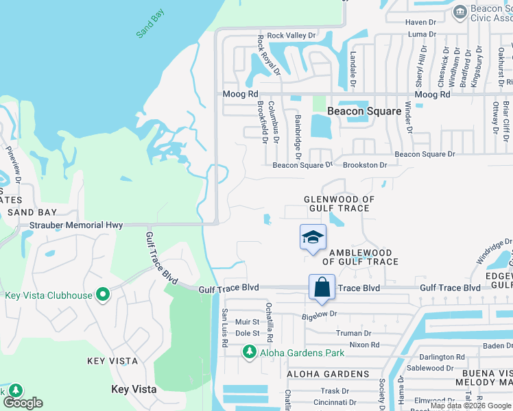 map of restaurants, bars, coffee shops, grocery stores, and more near 3136 Marisa Place in Holiday
