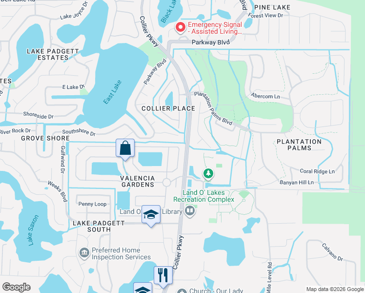 map of restaurants, bars, coffee shops, grocery stores, and more near 23109 Eagles Watch Drive in Land O' Lakes