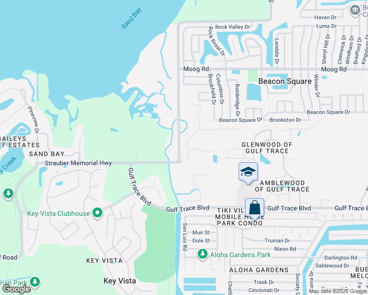 map of restaurants, bars, coffee shops, grocery stores, and more near 3123 Mela Court in Holiday