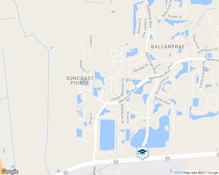 map of restaurants, bars, coffee shops, grocery stores, and more near 3147 Shady Lily Lane in Land O' Lakes