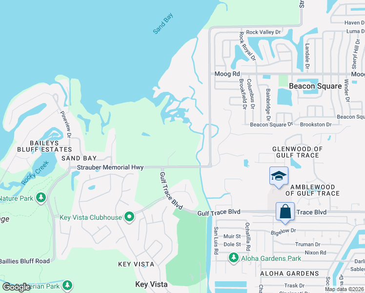 map of restaurants, bars, coffee shops, grocery stores, and more near 3052 Sheppards Crook Court in Holiday