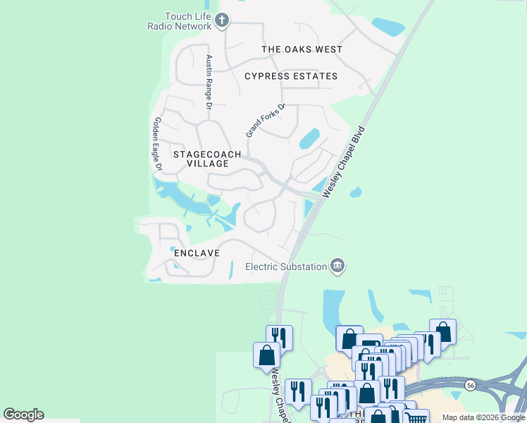 map of restaurants, bars, coffee shops, grocery stores, and more near 3232 Fremont Court in Pasco County
