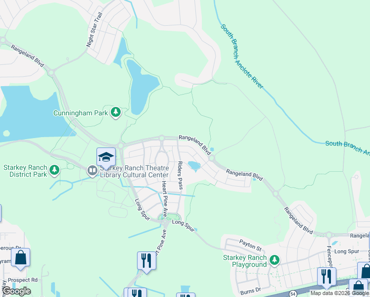 map of restaurants, bars, coffee shops, grocery stores, and more near 12574 Rangeland Boulevard in Odessa