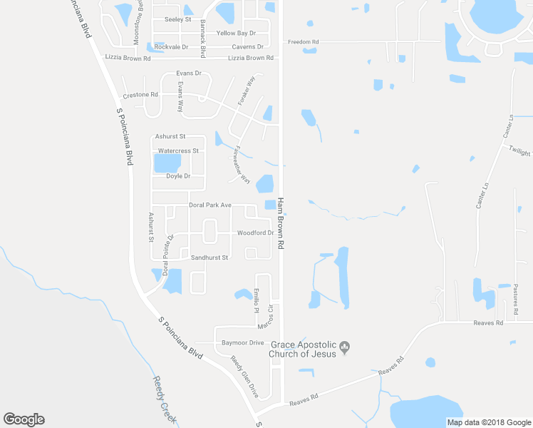 map of restaurants, bars, coffee shops, grocery stores, and more near 2 Doral Park Avenue in Kissimmee