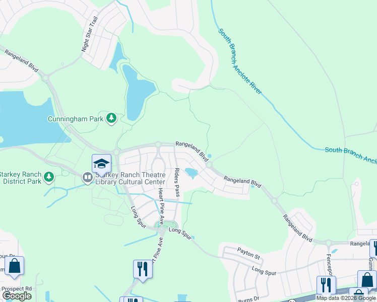 map of restaurants, bars, coffee shops, grocery stores, and more near 12574 Rangeland Boulevard in Odessa
