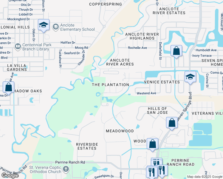 map of restaurants, bars, coffee shops, grocery stores, and more near 3037 Ohara Drive in New Port Richey