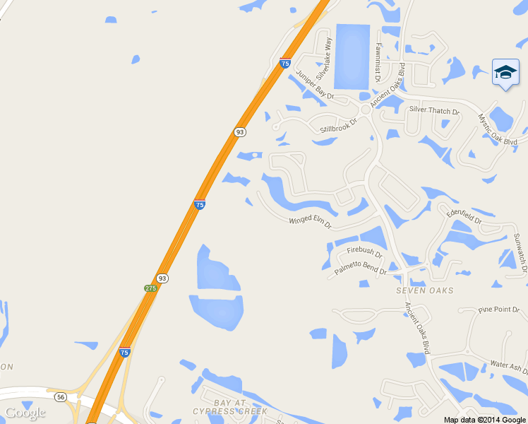 map of restaurants, bars, coffee shops, grocery stores, and more near 26730 Winged Elm Drive in Wesley Chapel