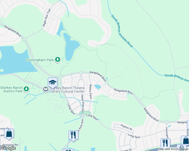 map of restaurants, bars, coffee shops, grocery stores, and more near 12556 Rangeland Boulevard in Odessa
