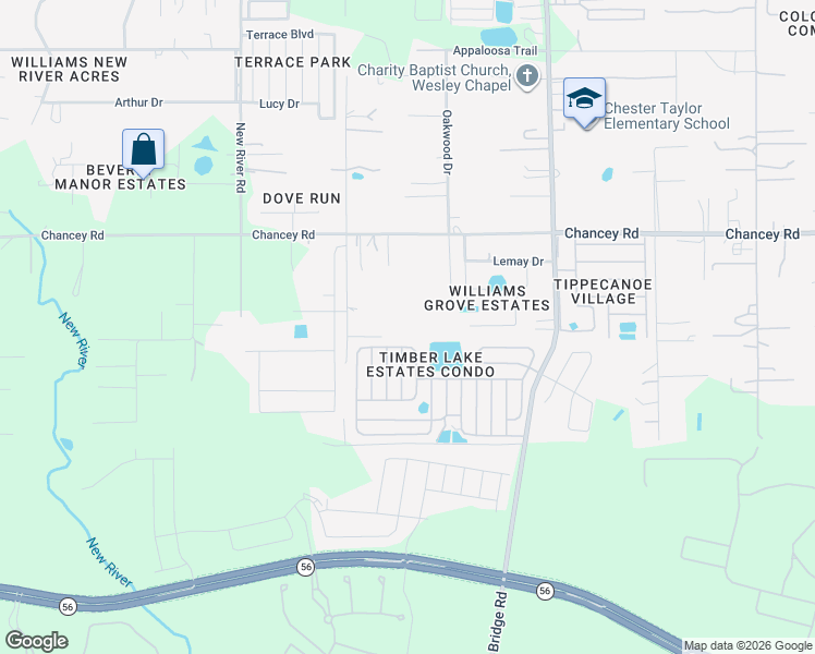 map of restaurants, bars, coffee shops, grocery stores, and more near 3232 Apfel Road in Wesley Chapel