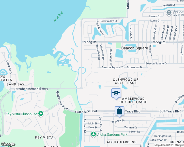 map of restaurants, bars, coffee shops, grocery stores, and more near 3238 Mela Court in Holiday