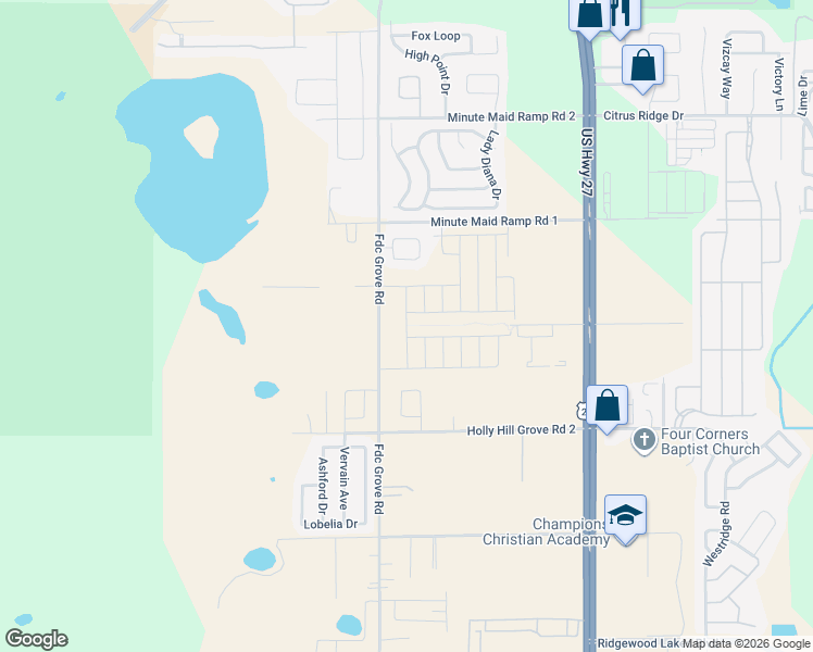 map of restaurants, bars, coffee shops, grocery stores, and more near 3187 Holly Hill Grove Road 3 in Davenport