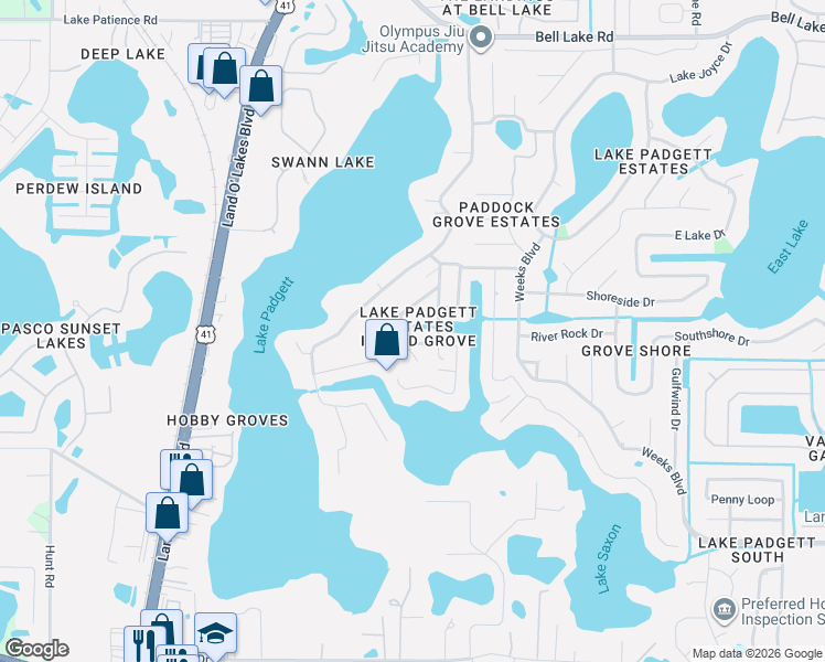 map of restaurants, bars, coffee shops, grocery stores, and more near 3230 Canal Place in Land O' Lakes