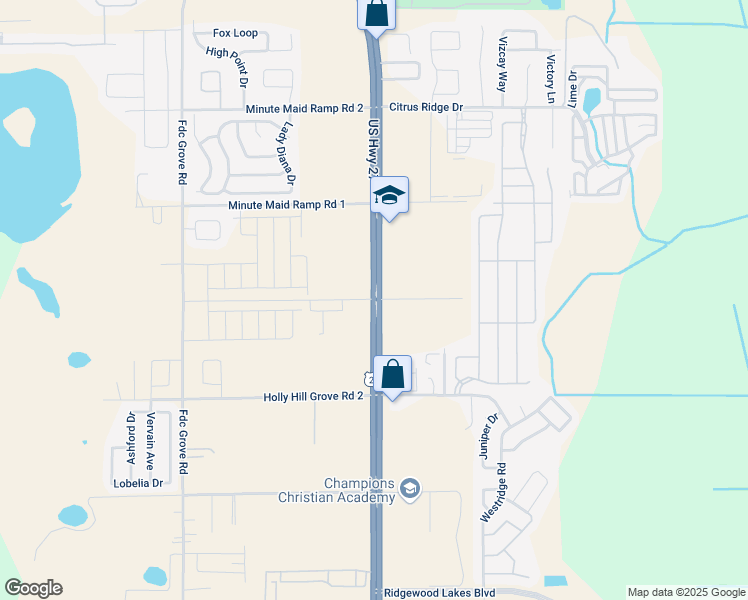 map of restaurants, bars, coffee shops, grocery stores, and more near 2801 Holly Hill Grove Road 3 in Davenport