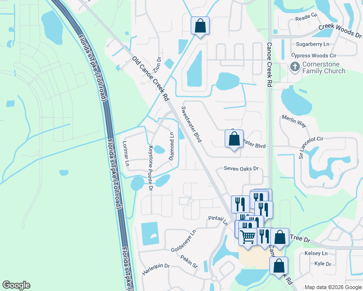 map of restaurants, bars, coffee shops, grocery stores, and more near 5750 Michele Lane in Saint Cloud