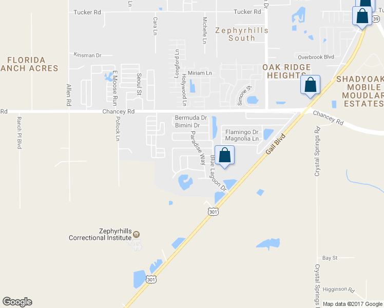 map of restaurants, bars, coffee shops, grocery stores, and more near 37700 Oak Ridge Lane in Zephyrhills