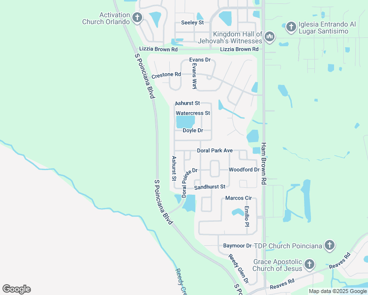 map of restaurants, bars, coffee shops, grocery stores, and more near 4665 Doral Park Avenue in Kissimmee