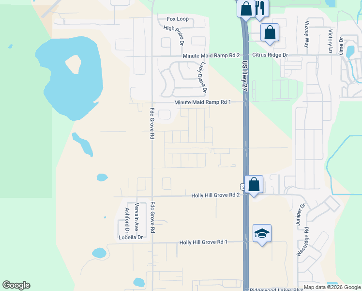 map of restaurants, bars, coffee shops, grocery stores, and more near 2861 Holly Hill Grove Road 3 in Davenport