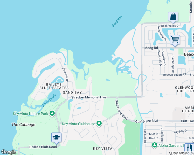 map of restaurants, bars, coffee shops, grocery stores, and more near 3130 Shipwatch Drive in Holiday