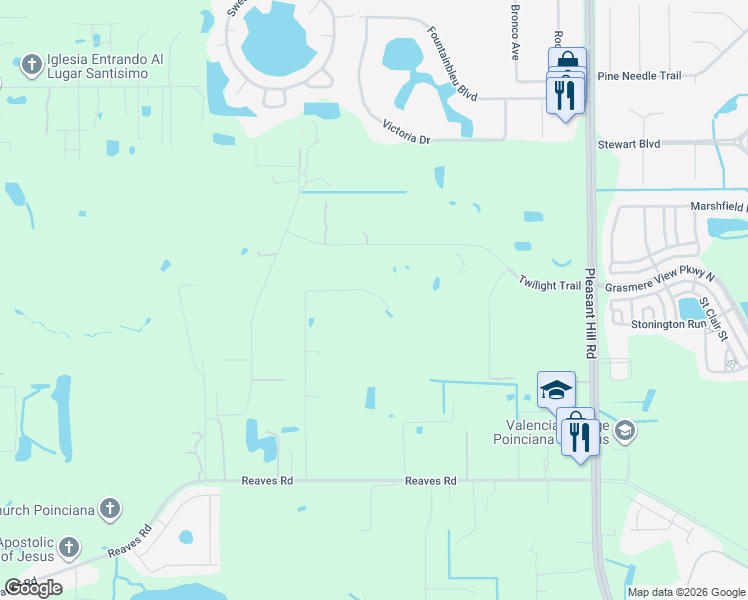 map of restaurants, bars, coffee shops, grocery stores, and more near 4250 Twilight Trail in Kissimmee