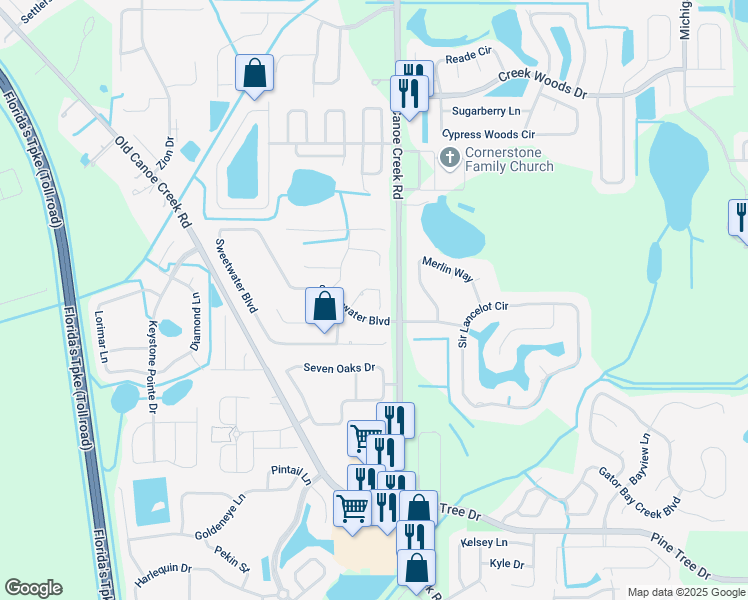 map of restaurants, bars, coffee shops, grocery stores, and more near 5719 Sweetheart Court in St. Cloud