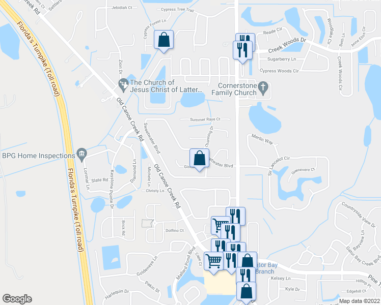 map of restaurants, bars, coffee shops, grocery stores, and more near 2315 Sweetwater Boulevard in St. Cloud