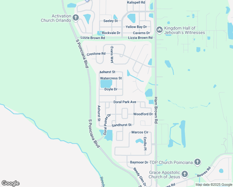 map of restaurants, bars, coffee shops, grocery stores, and more near 4861 Ashurst Street in Kissimmee