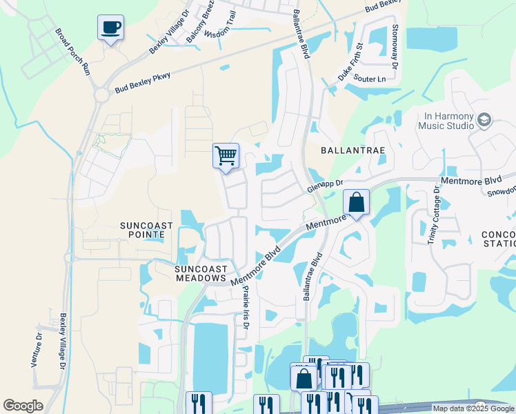 map of restaurants, bars, coffee shops, grocery stores, and more near 3317 Lintower Drive in Land O' Lakes